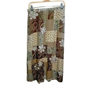 Vintage Sag Harbor Patchwork Skirt Womens 12 Rayon Paisley Maxi Boho Hippie Ligh